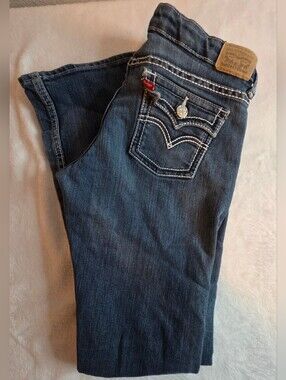 Women’s Levi’s 715 Boot Cut Jeans Size 16 Regular Dark Wash Stretch Denim